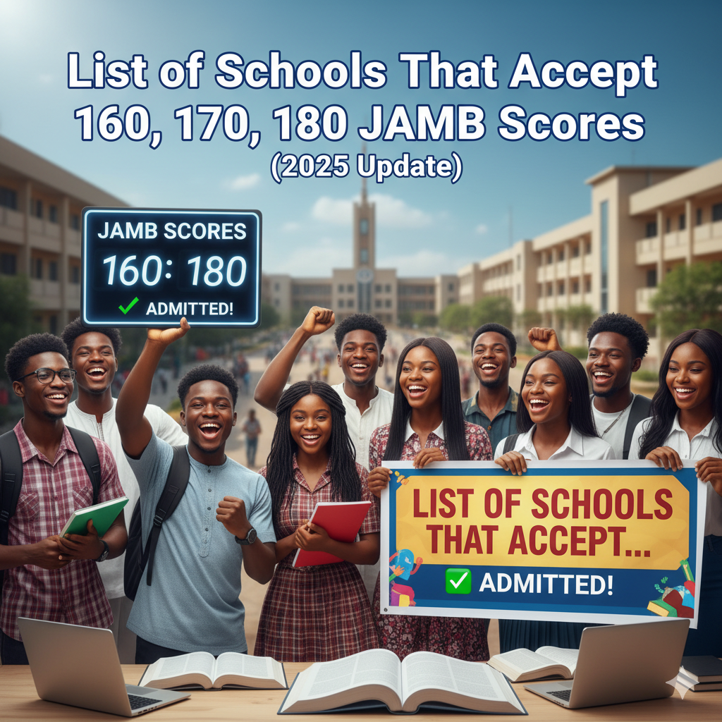List of Schools That Accept 160, 170, 180 JAMB Scores (2025 Update)